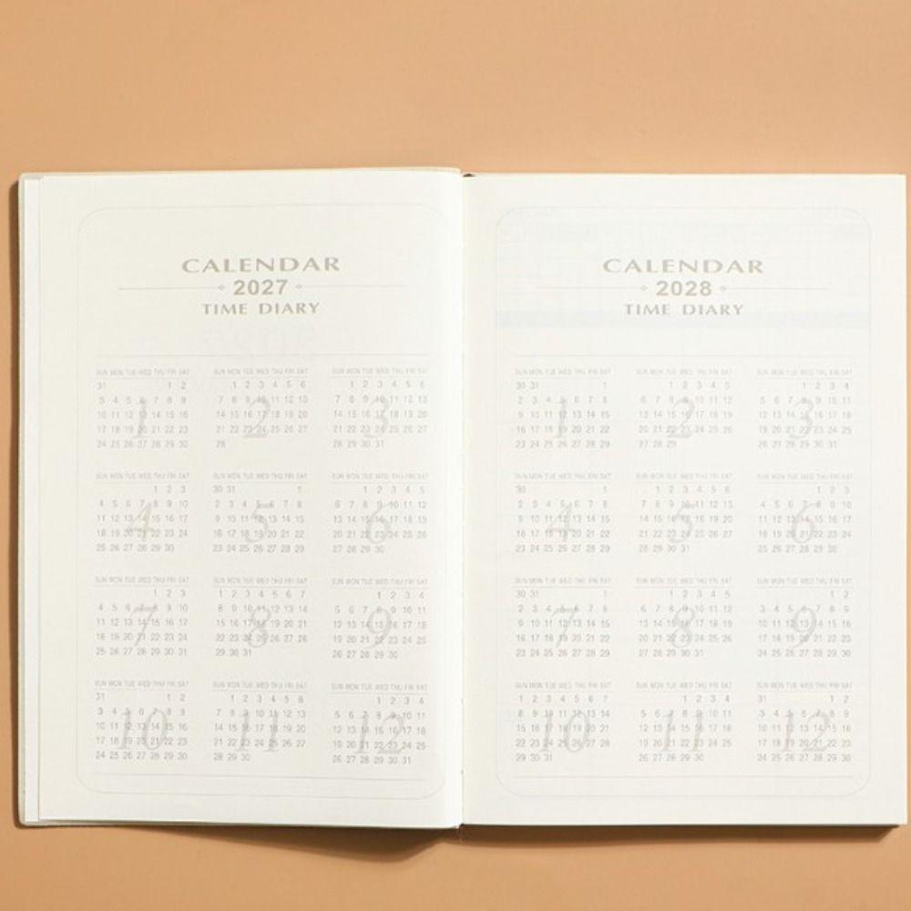 PU Leather Cover 2027 Planner Notebooks Wear-resistant Daily/Weekly/Monthly Agenda Book  School
