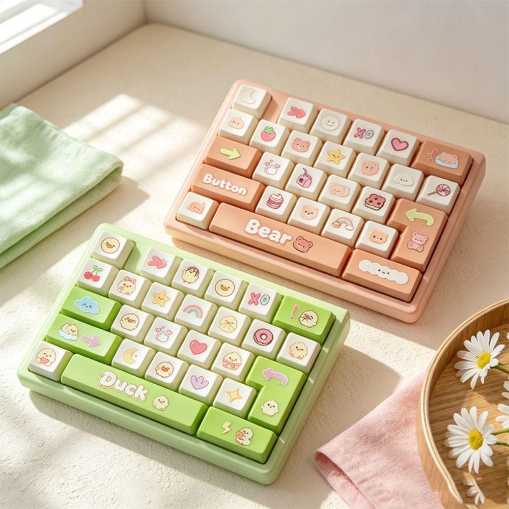 Cute Design Decompression Button Toy Creative Style Keyboard Keychain Children Use