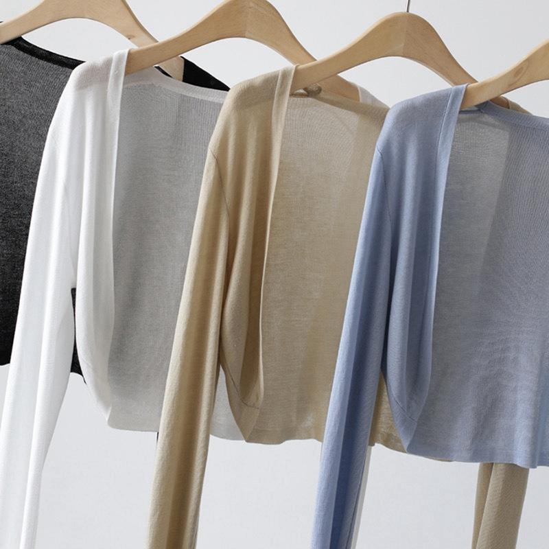 Knitted Cardigan Jacket Women's Summer Shawl Spring and Summer Outerwear Thin Camisole Air-conditioned Shirt Cover Up Shirt Short Top