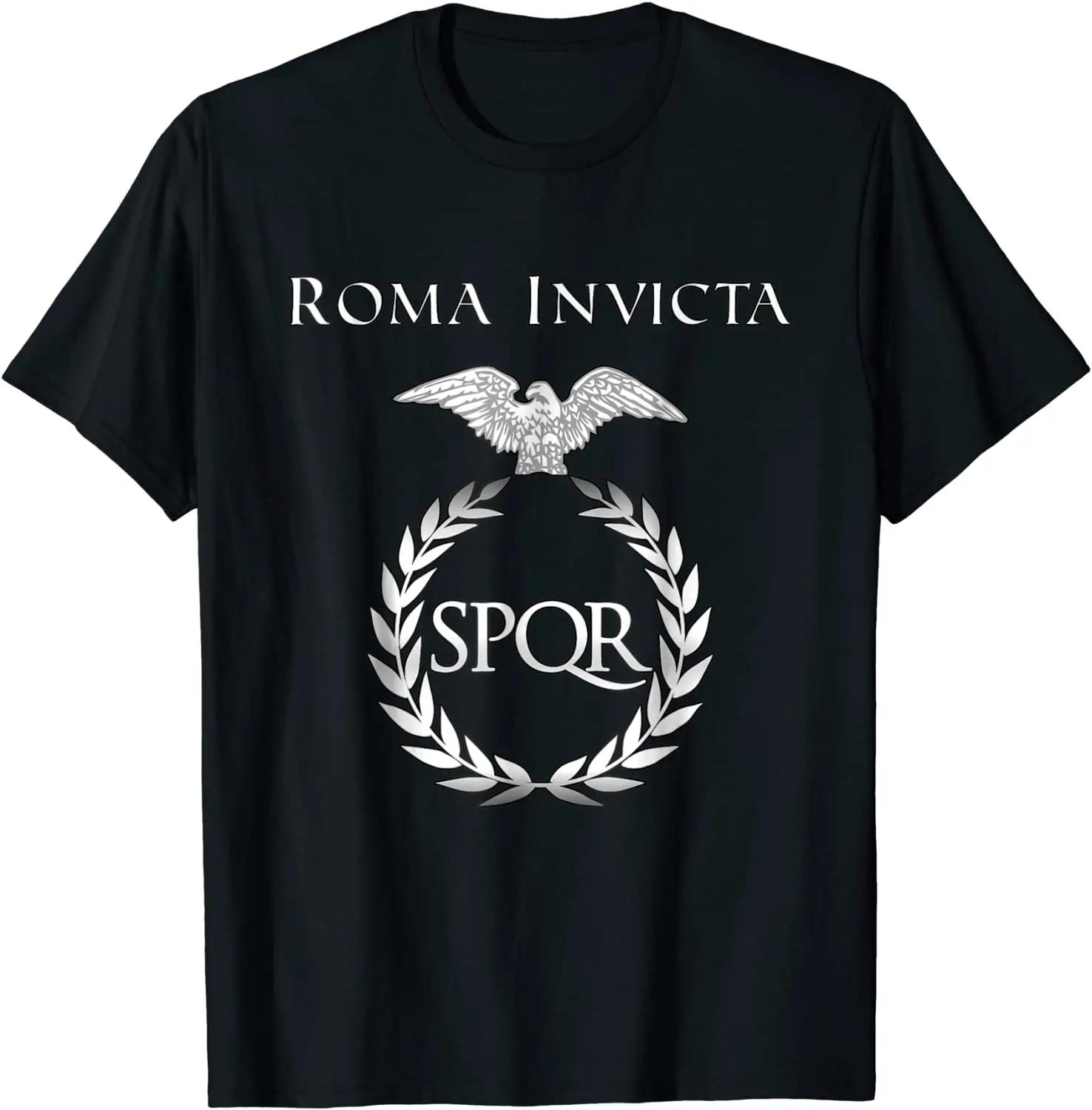 

Roma Invicta. SPQR Rome Roman Empire Latin T Shirt New 100% Cotton Short Sleeve O-Neck T-shirt Casual Mens Top - Men s Summer... S разноцветный