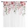Rose Flower Leaves Sheer Curtains For Living Room Kitchen Window Curtains Bedroom Tulle Voile Curtains