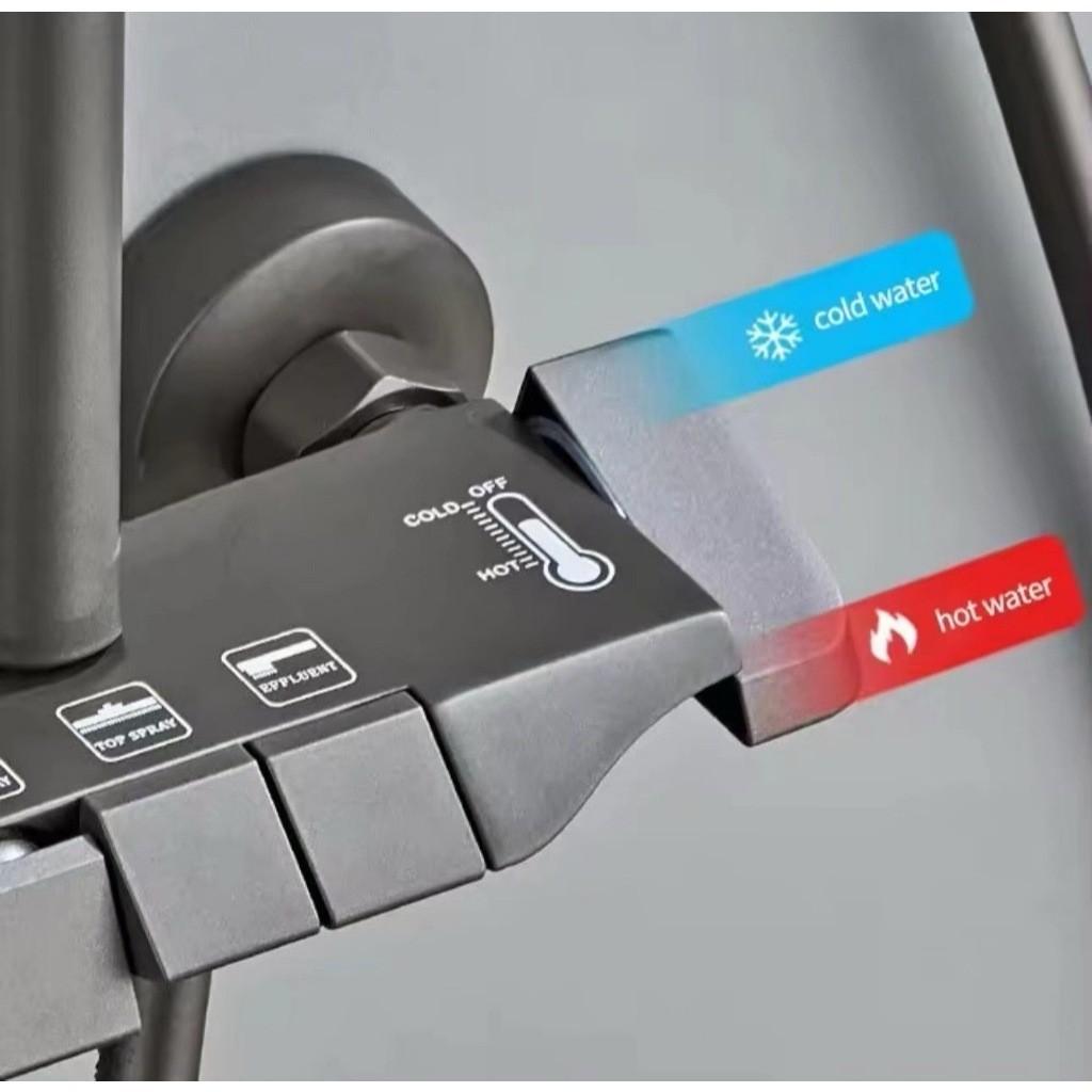 Bathroom Stainless Steel Water Heater Wall-mounted High-pressure Shower System Four-in-one Square Piano Key Shower Set