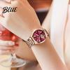 Round Dial Women Rhinestone Dress Steel Strap Luminous Stainless Watch Waterproof Calendar Display Wristwatch Fashion