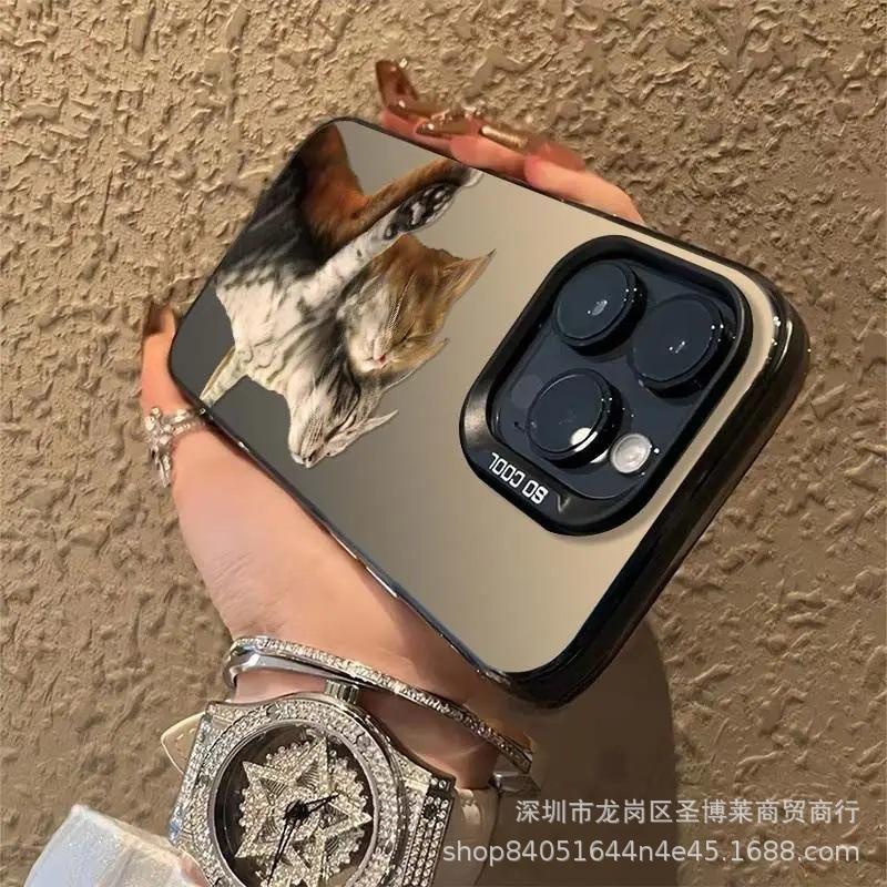 Cuddle cat for Apple 15 colored silver iPhone14promax creative 13/11 matte 16 protective case 17