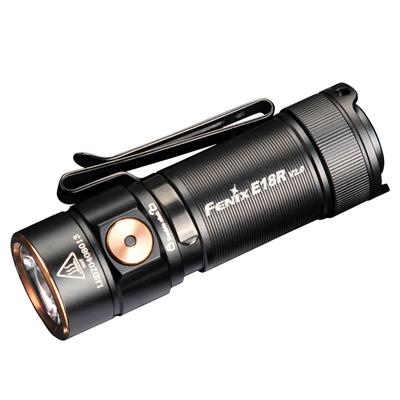 Fenix E18R EDC Max 1200 Aluminium IP68 Wasserdicht V2.0 Taschenlampe, Kompakt, Lumen, USB-C Wiederaufladbar, Konstruktion, (Schwarz)