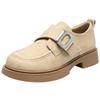 ZHR Women's Retro Platform Loafers with Metal Buckle