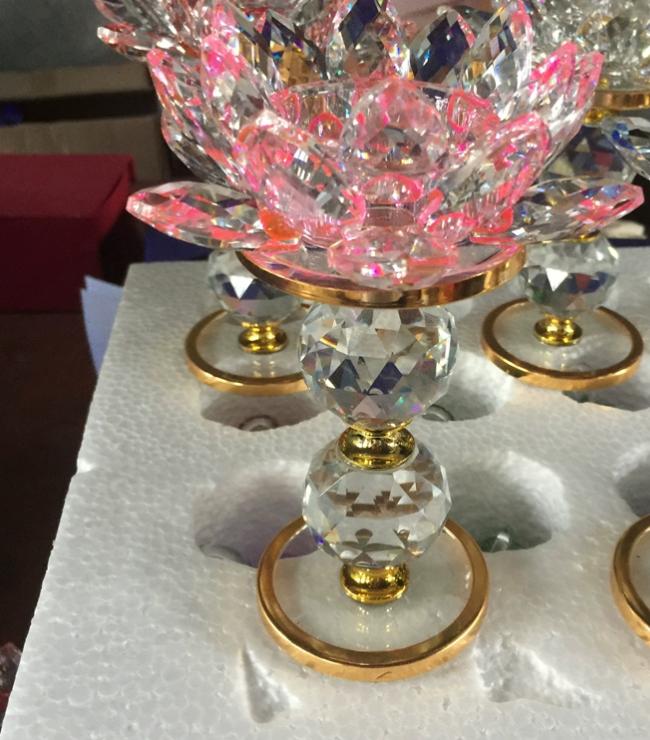High Pillar Crystal Lotus Candlestick, Butter Lamp Holder, Interior Decoration, Used for Buddha Lamps, Prayers, Buddha Utensils