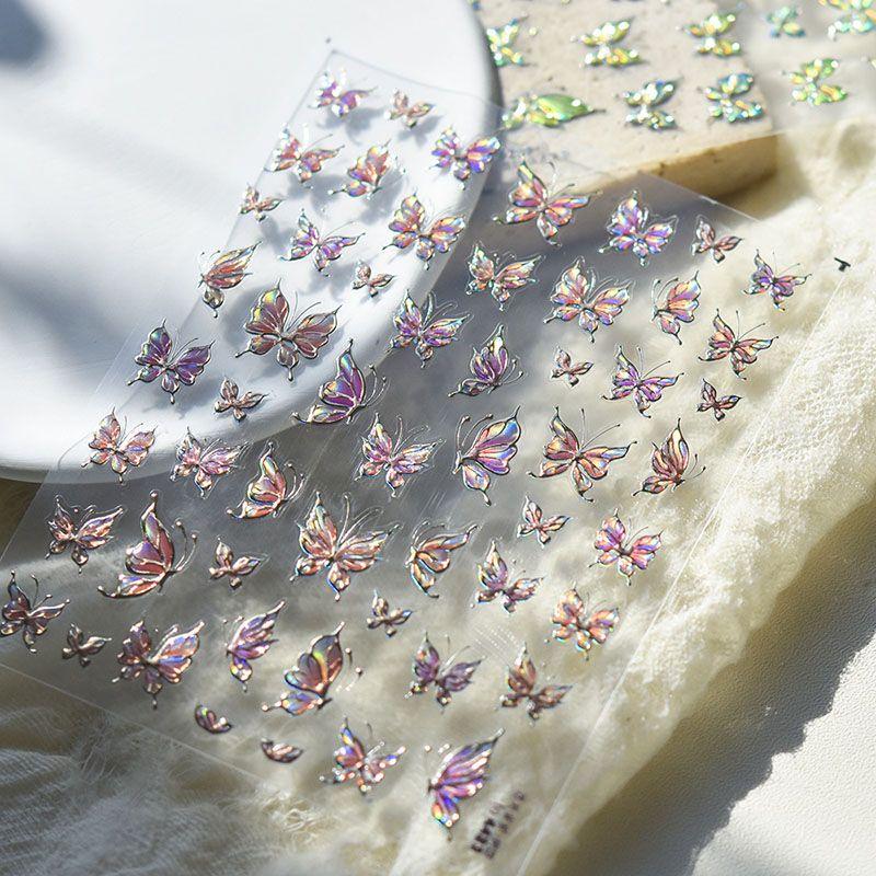 

Jelly Filigree Butterfly Nail Sticker Tomoni Best Selling Embossed 5D Japanese-Style and Internet-Famous Ins Nail Sticker Decoration Pink filigree butterfly 4423