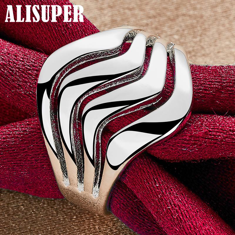 Šperky z hladkého prsteňa 925 Sterling Silver so štyrmi radmi