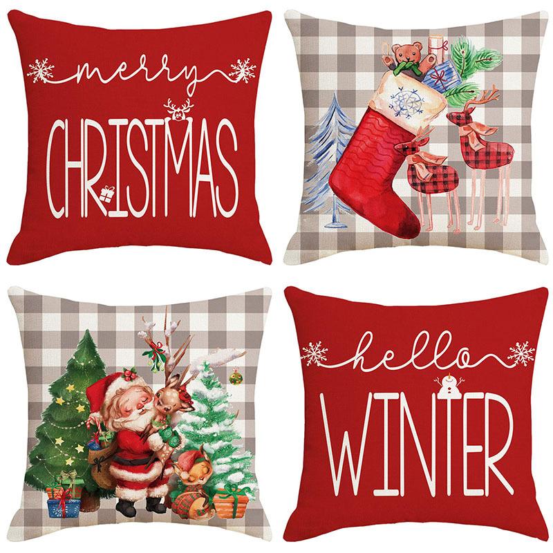 Christmas Pillowcase Combination Multi-patterned Cushion Party Festive Sofa Living Room Pillowcase Pillowcase