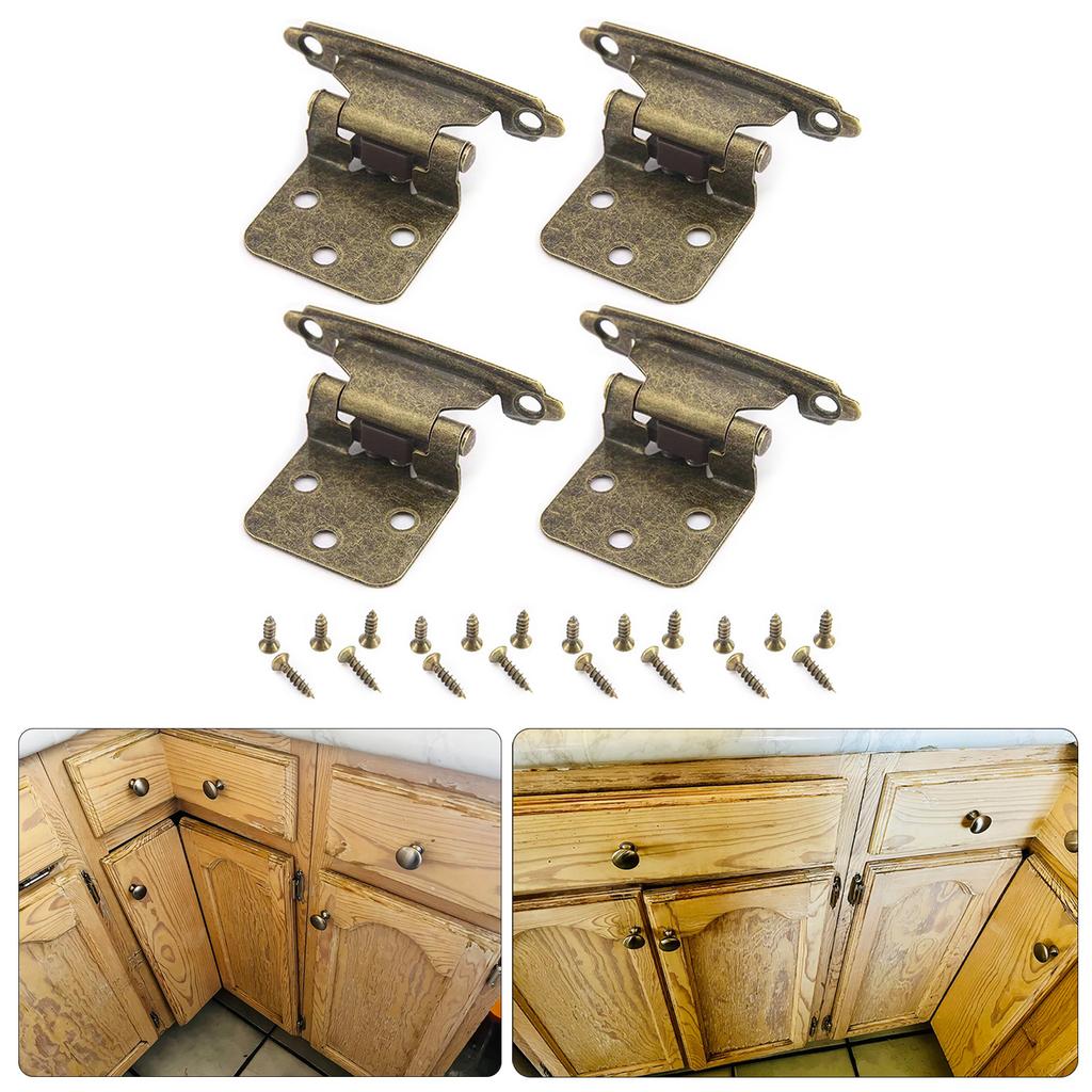 4Pcs Antique Self Closing Hinges Kitchen Cabinet Door Hinges Decorative Hardware for Bathroom Furniture Cupboard