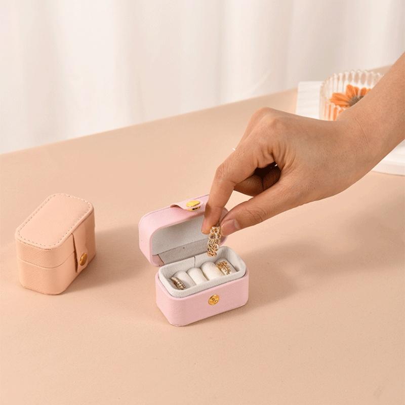 Mini Jewelry Storage Organizer Box Ring Earring Storage Box Portable Travel Handheld Small Jewelry Box Case