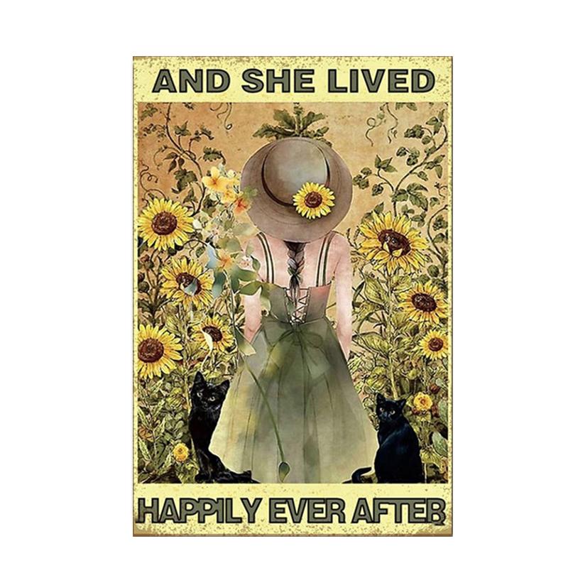 Retro Art Abstract Figure Sunflower Girl Posters Prints Fashion Slogan Canvas Painting Wall Picture for Living Room Home Decor