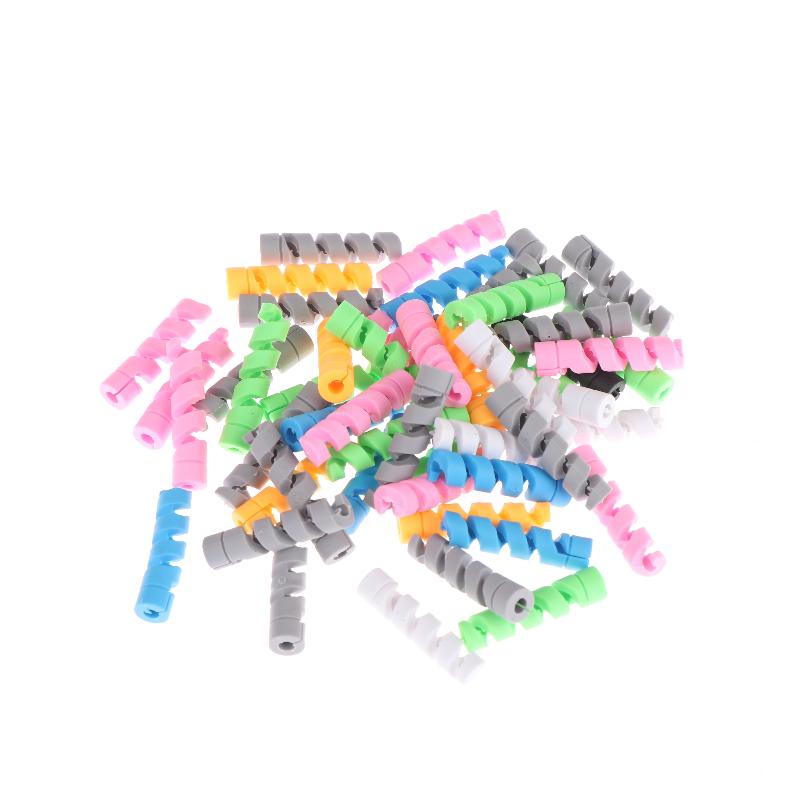 50Pcs Data Cable Wired Earphone Silicone Protective Case Mobile Phone Charging Cable Earphone Cable Spiral Protector