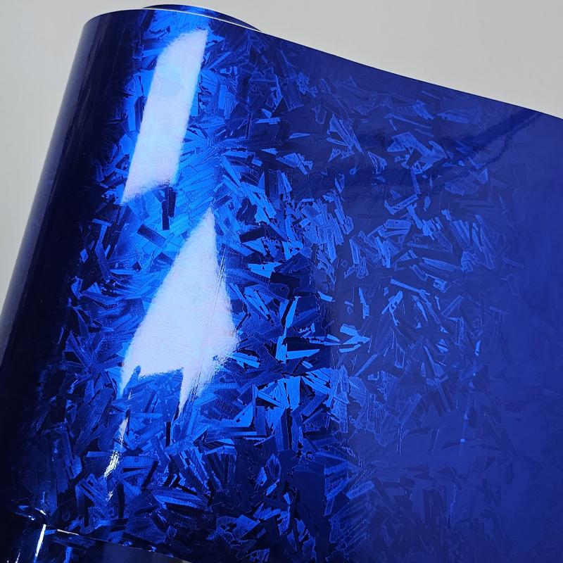 High Glossy Electroplated Forged Carbon Fiber Blue Auto Stickers for Car Wrap Vinyl Decals for Vehicle Car Film Cover Adhesive