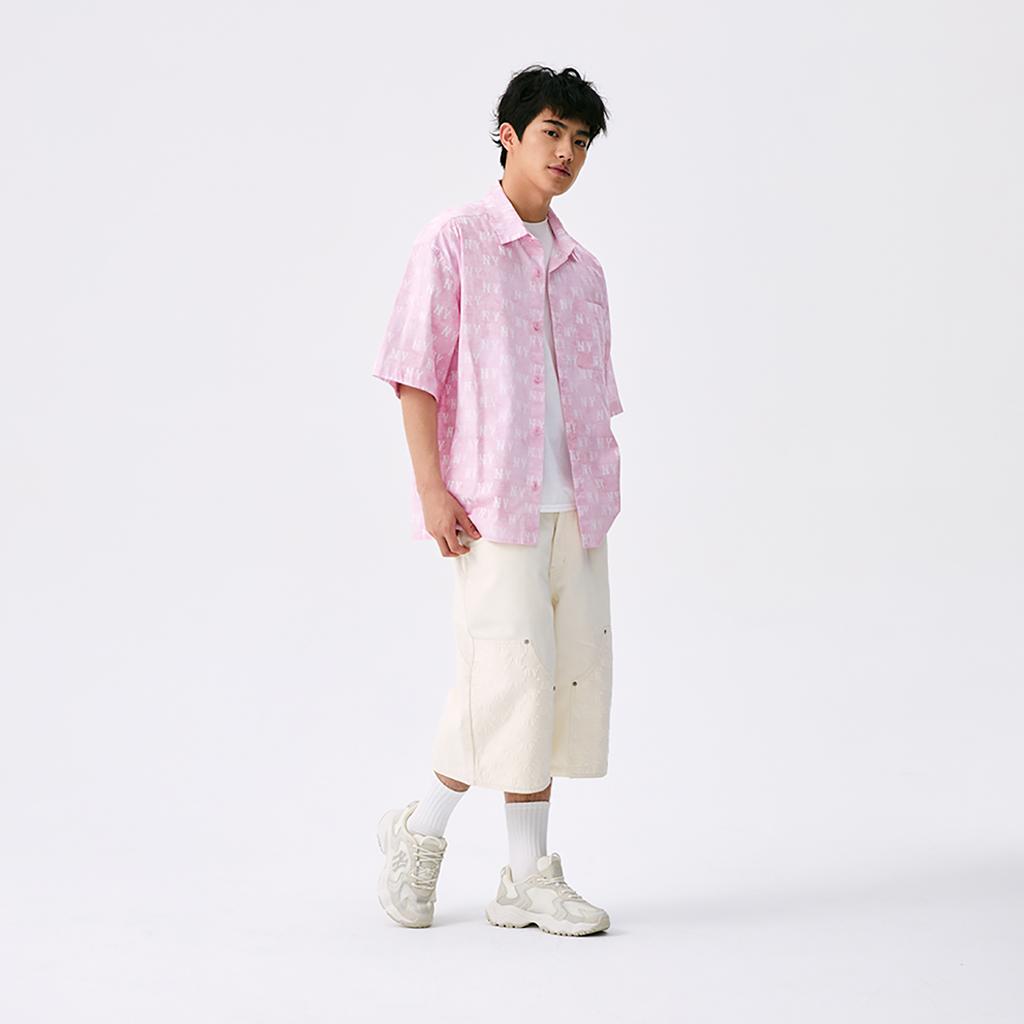 New MLB MONOGRAM Collection New York Yankees Shirt Unisex Pink 3AWSM0653-50PKP