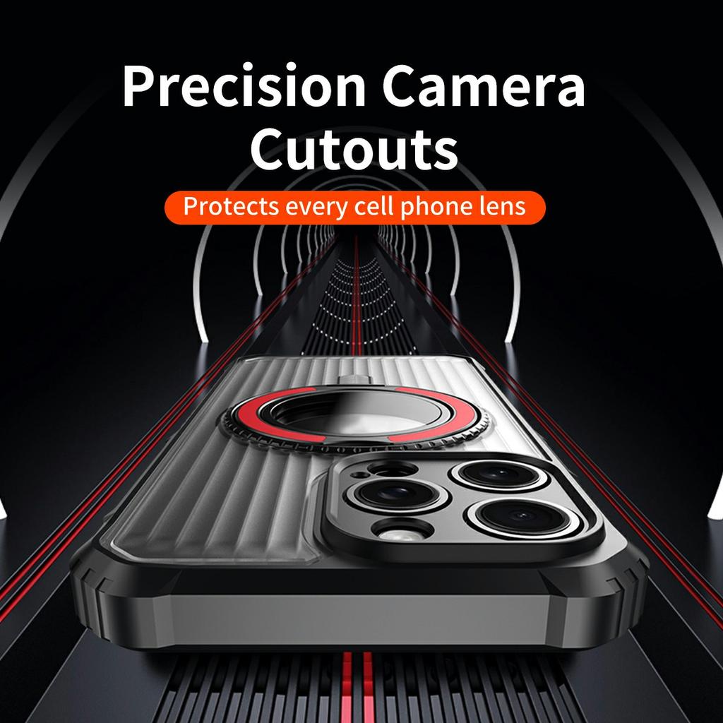 For iPhone 14 Pro Magnetic Case with Kickstand PC+TPU Phone Back Cover