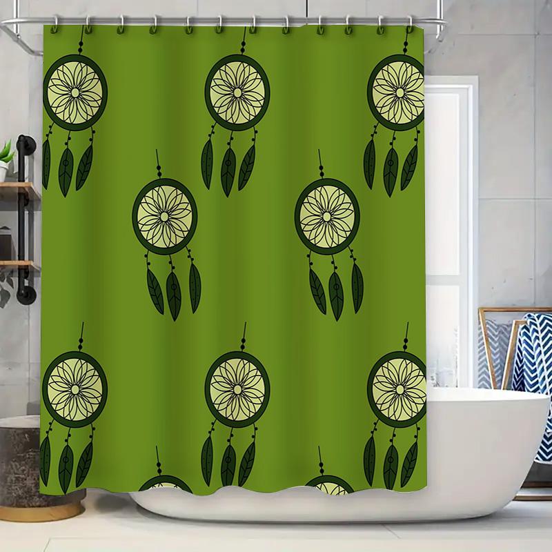 

Home Decor Shower Curtains with Green Dream Catcher Pattern Waterproof Bath Curtain Set for Kitchen Bathroom 180x240cm 90x180cm