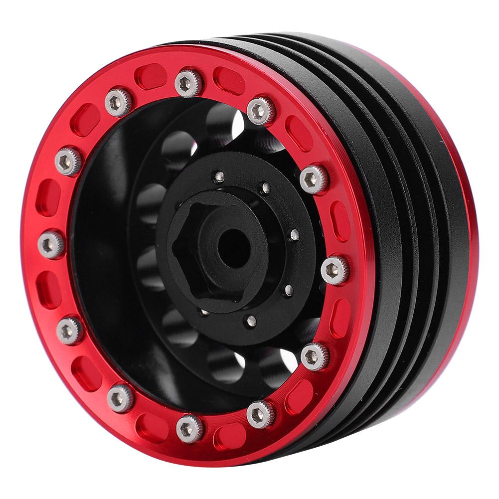 4pcs Metal Wheel Hub RC Car A Essories Fit for 1Celsius10 RC Crawler 1.9 Inch(Red Black )