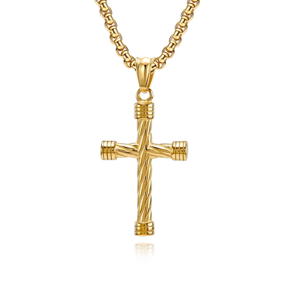 Twisted Titanium Steel Cross Necklace Men's Personality Hip Hop Punk Stainless Steel Cross Pendant