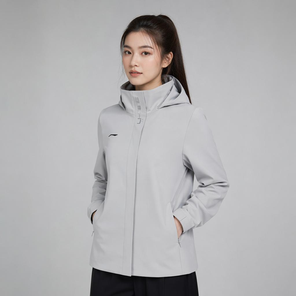 Li-Ning Solid Color Hooded Zip Jacket Women Jackets AFDUA18-9