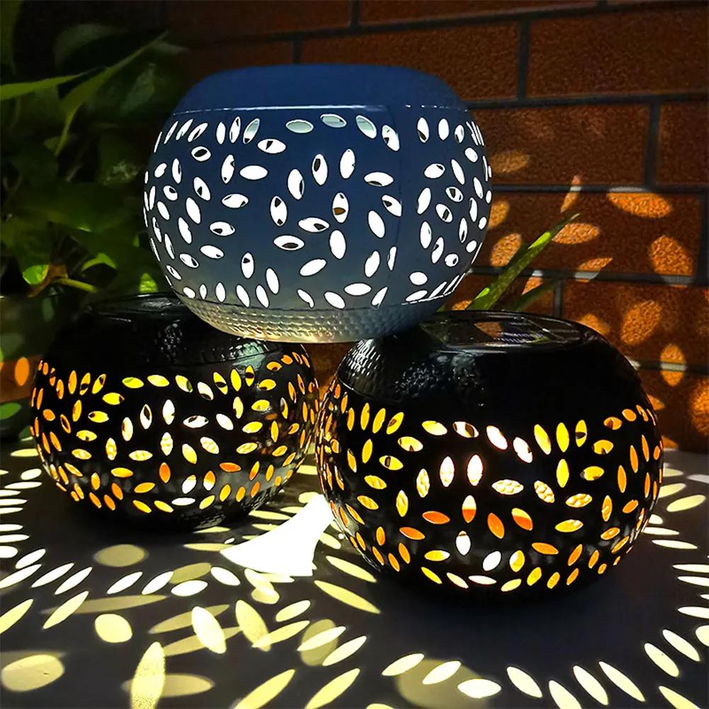 Solar Table Lanterns Outdoor Waterproof - LED Lamp White Metal Table Lights -Solar Powered Decorative Lantern for Desk Patio