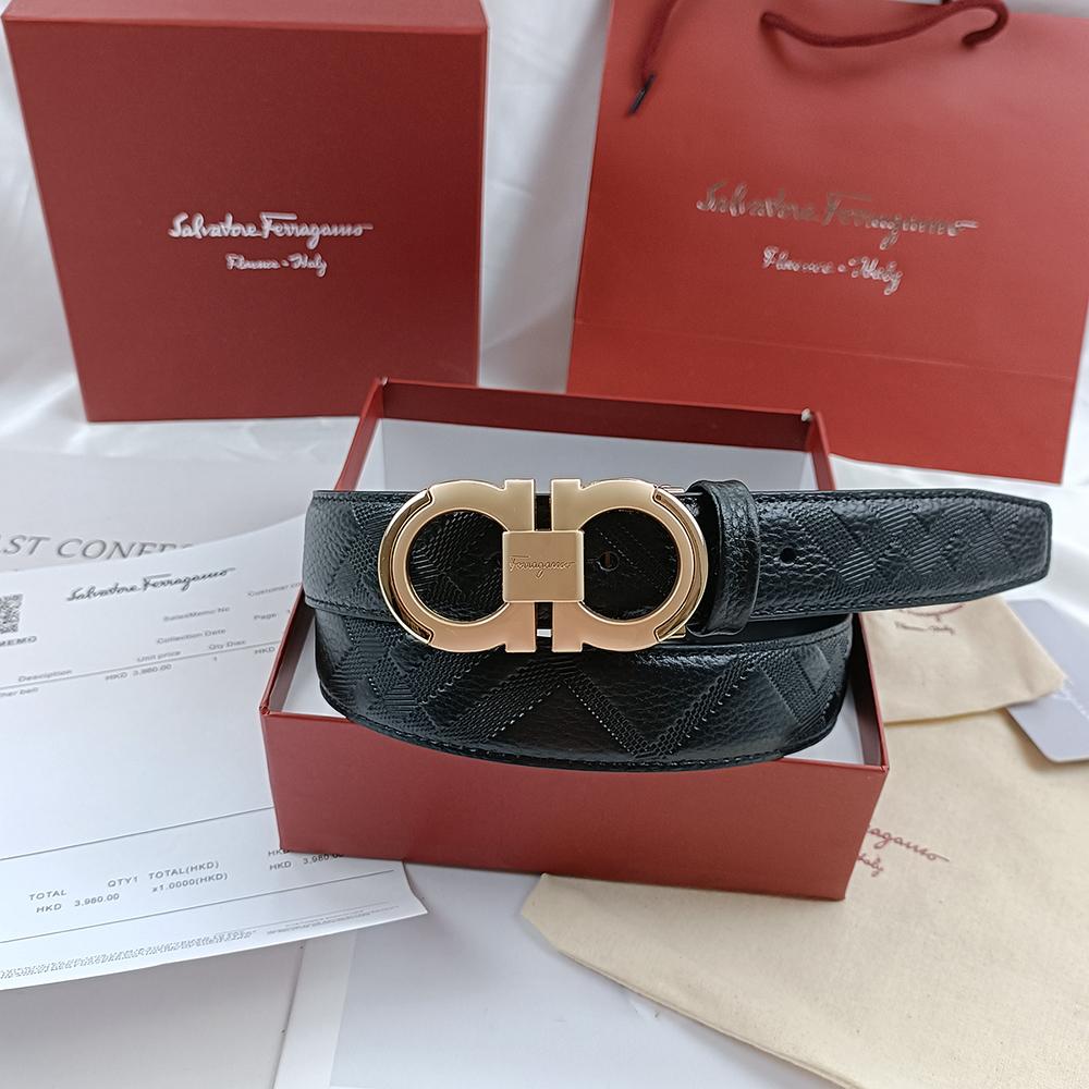 Salvatore Ferragamo 3,5cm Pánský pásek Luxusní značka Designový pásek Oblek Džíny Formální Značkový Dárková krabička