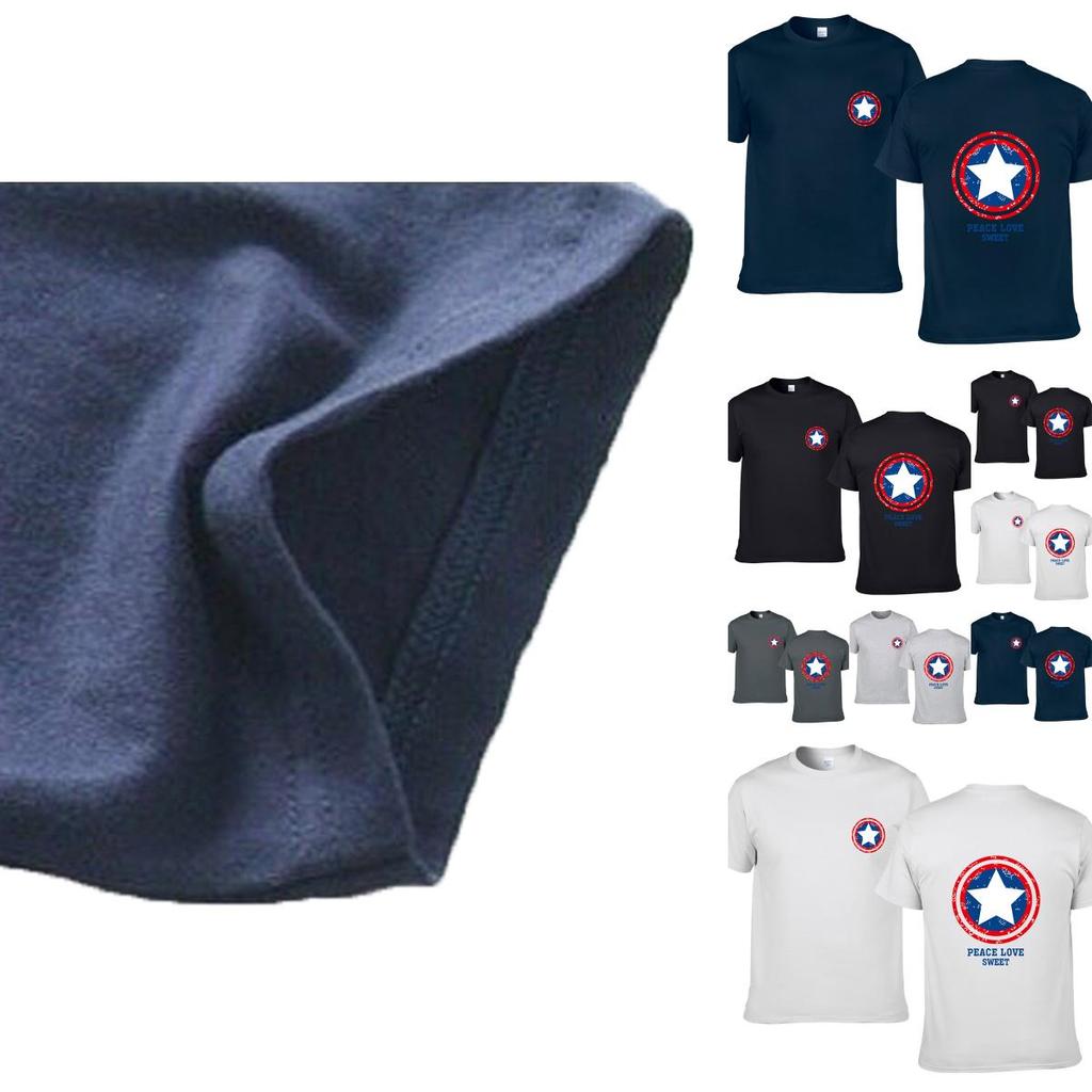 Classic Captain America Men's Casual T-shirt With Short Sleeves And O-neck Design