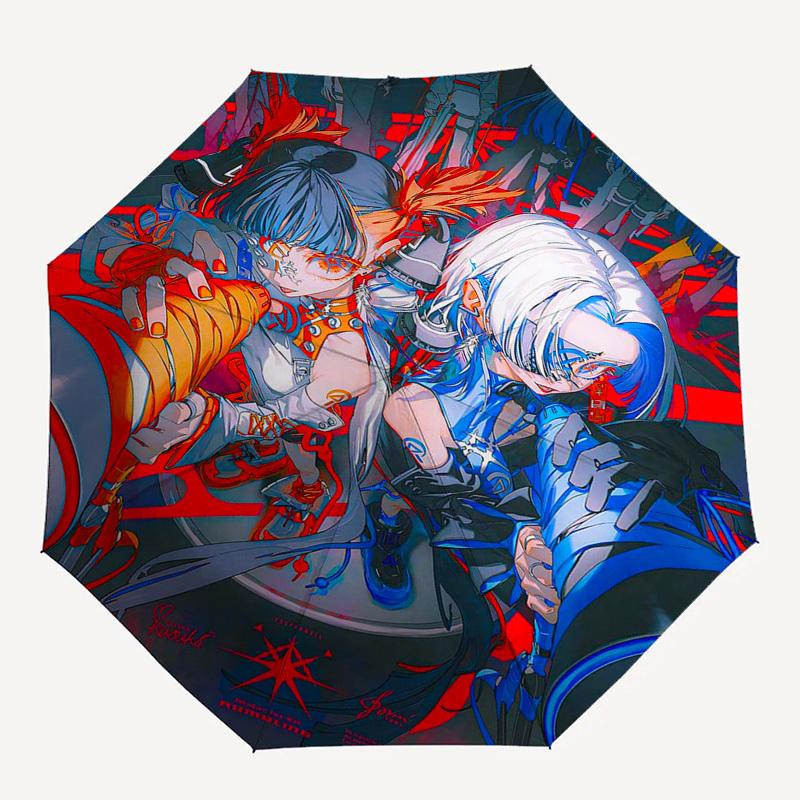 1pc Outdoor Umbrella with "Rumbling" Artwork - Automatic Opening/Closing, Portable 3-Fold Design, 8-Rib Iron Frame - Perfect Gift for Fans, Trave