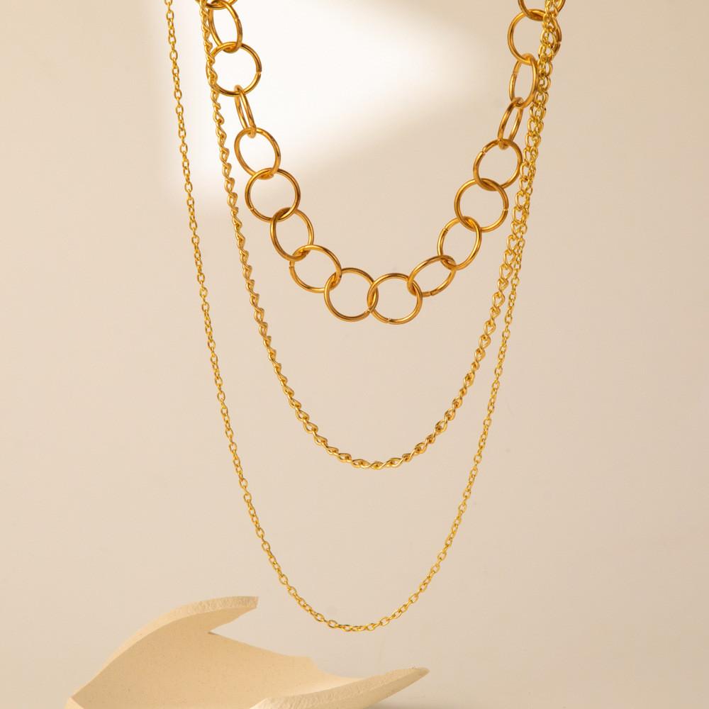 Stylish Retro Three Layer Necklace With Unique Geometric Shape For Fashionable Women