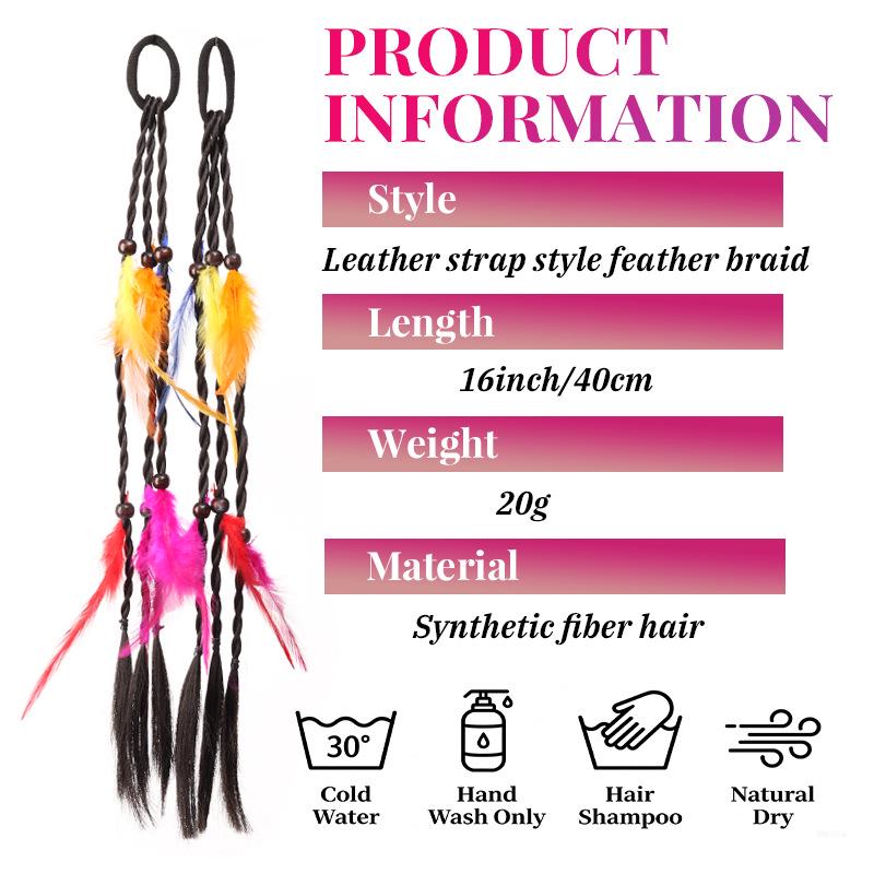 Boho buntes elastisches Feder-Stirnband - 16" geflochtenes Haaraccessoire