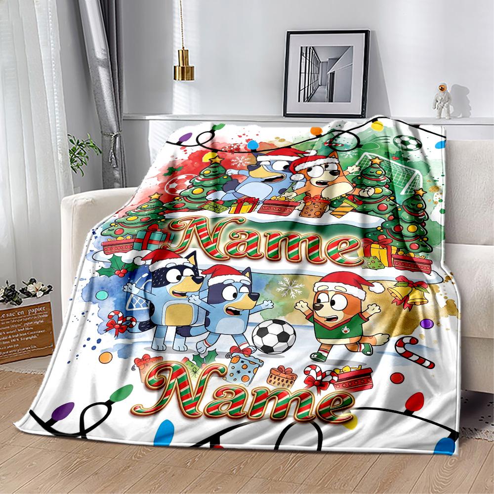 Christmas Adventure Pencilmates Customize Text Blanket Lightweight Personalized Blanket Warmthful Decor Perfect for Living Room Couch Sofa Picnics