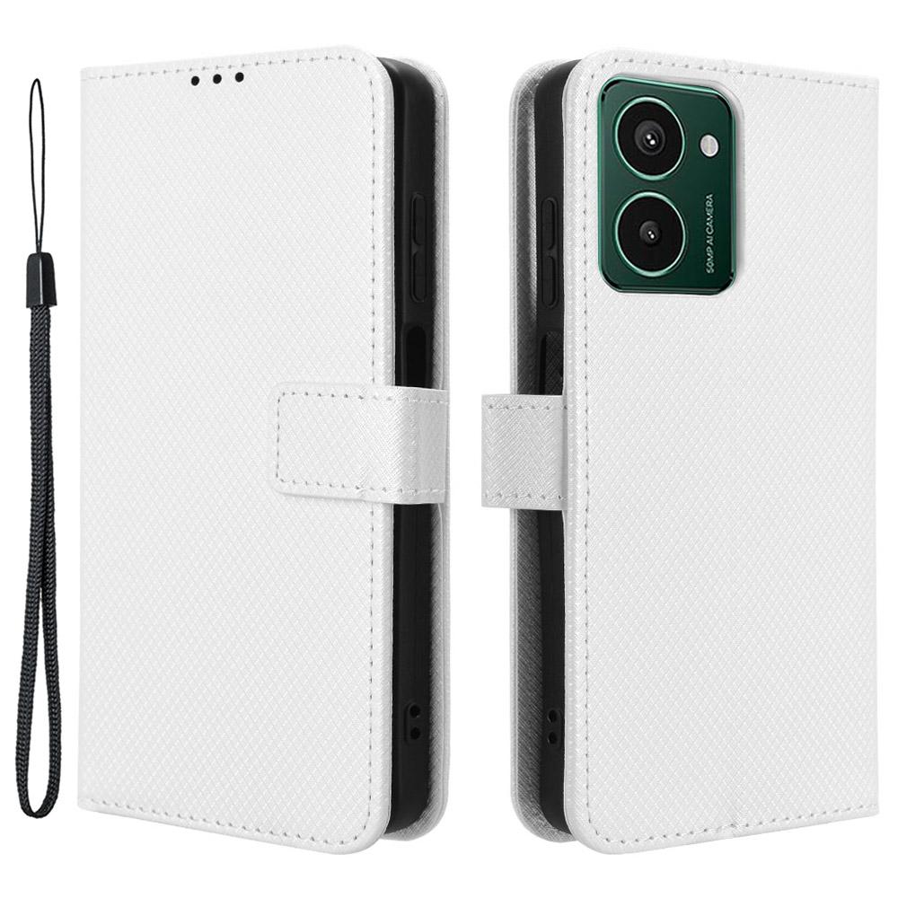 

For HMD Pulse/Pulse Pro/Pulse+ Case PU Leather Diamond Texture Protective Phone Cover White
