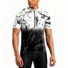 Men's Crew Neck Printed Zipper Breathable Quick Dry Short Sleeve Cycling Jersey for Outdoor Sports and Fitness Activities