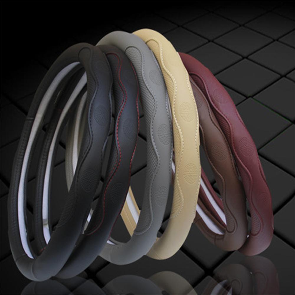 Langlebige PU-Leder Auto Lenkradabdeckung Zierleiste Rutschfester Schutz 37cm-38cm