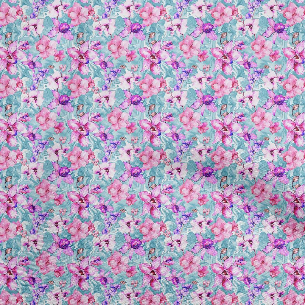 oneOone Cotton Flex Gray Fabric Watercolor Floral Sewing Craft Projects Fabric Prints By Yard 40 Inch