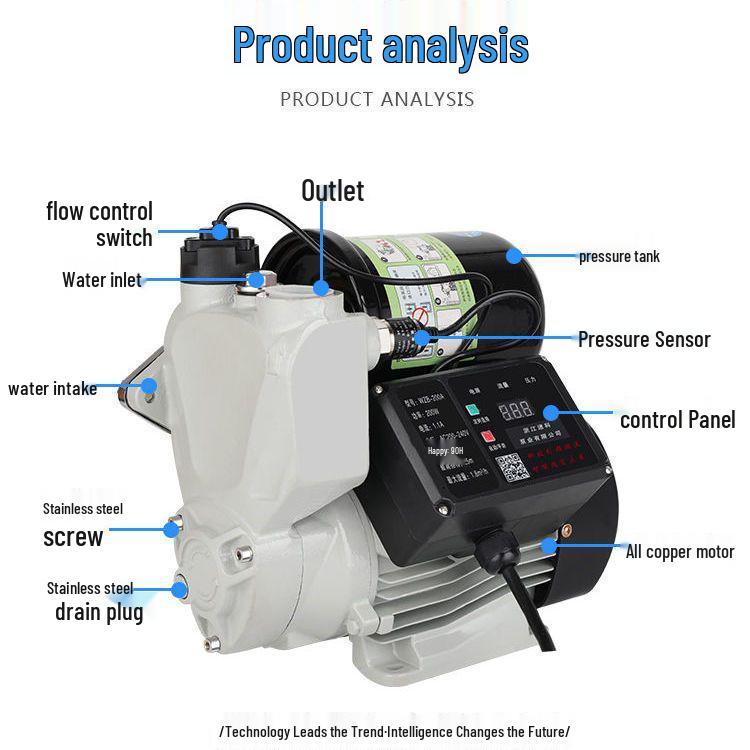 220V Smart Automatic High-Rise Booster Pump for Household Tap and Water Heater