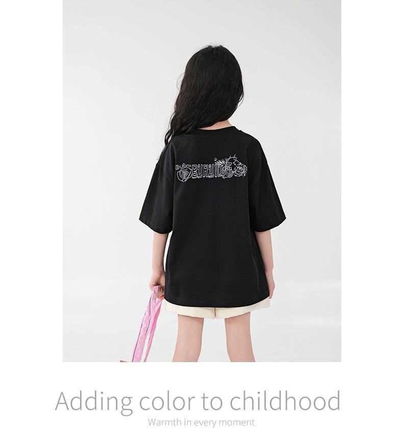 You Jia Meng Mädchen Baumwoll-Kurzarm-T-Shirt mit Aufdruck - Sommer Freizeitmode