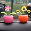 Car Ornament Solar Powered Dancing Shaking Head Cartoon Sun Flower Pot Automobile Auto Dashboard Decoration Cute Car Accessories