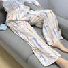Damen-Blumen-Baumwoll-Seiden-Pyjama - Große Größen, Sommer, Leicht, Für draußen, Gerades Bein, Lockerer Schnitt
