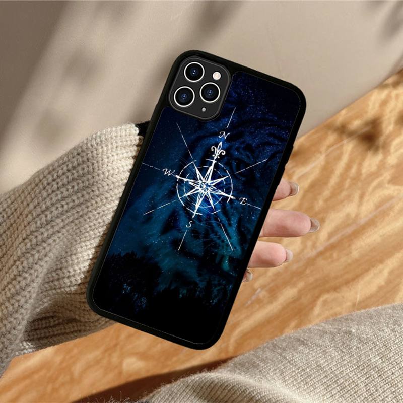 Nautical Compass Logo Phone Case Silicone PC+TPU Case for iPhone 11 12 13 Pro Max 8 7 6 Plus X SE XR Hard Fundas