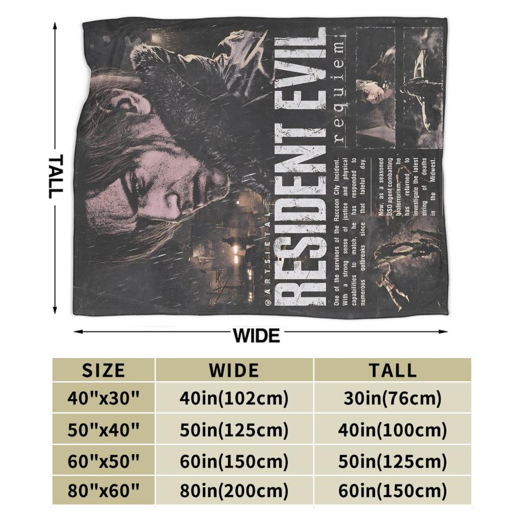 Residents Evils 9 Fashion Blanket Super Soft Cozy Games Throw Fashion Blankets for Couch Multiple Sizes Bedspread