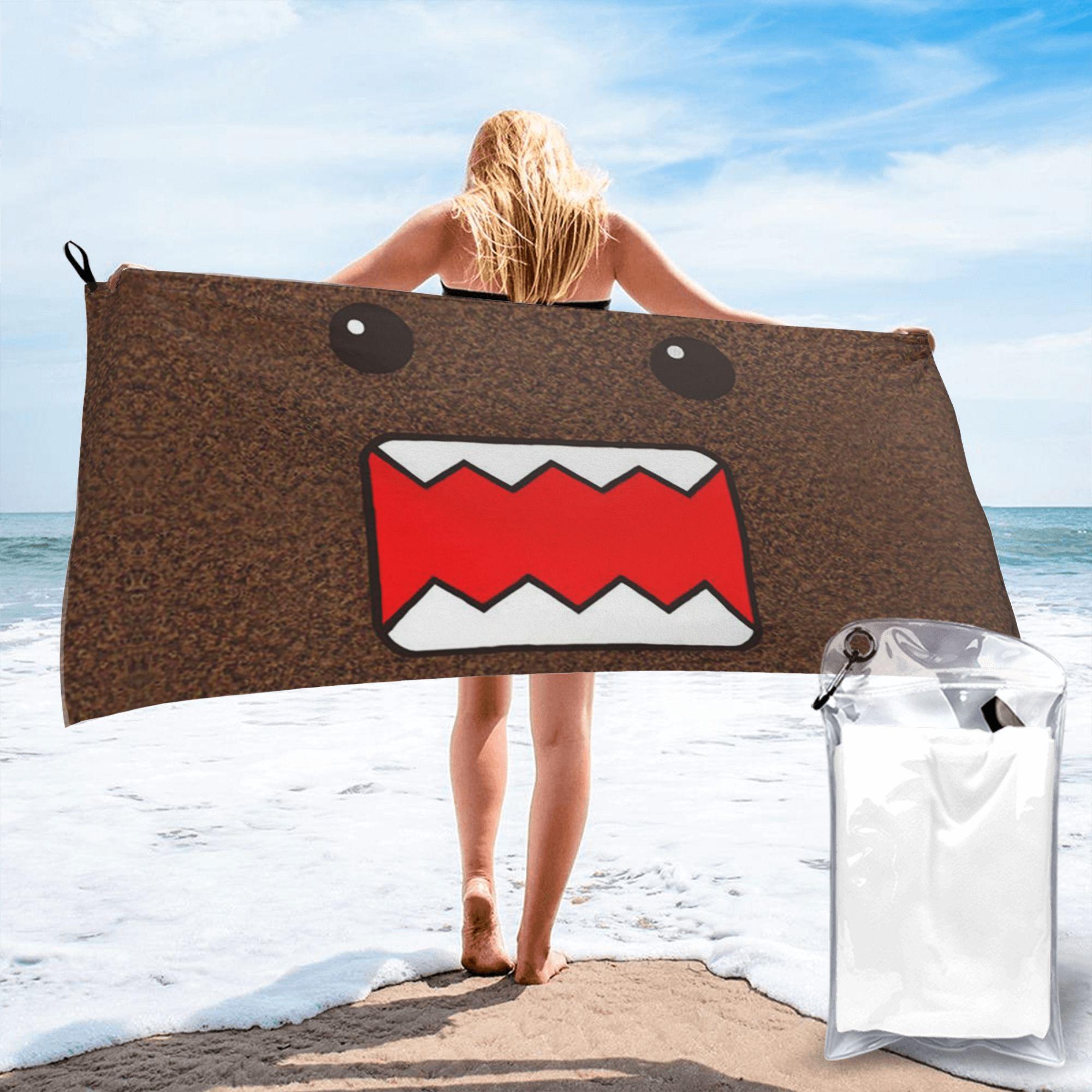 

Милое мультяшное полотенце для пляжа Domo Kun, мягкое, из микрофибры, быстросохнущее, впитывающее, быстрые полотенца для ванны W40*H60(CM)