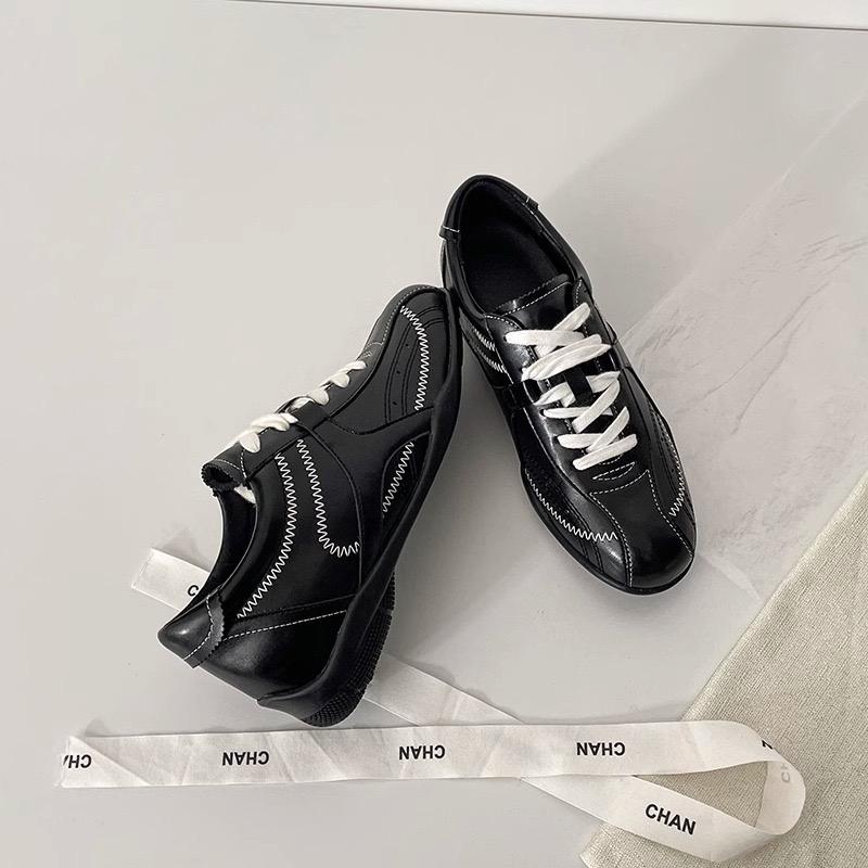 Boxschuhe aus Leder mit Innensohle zur Höhenerhöhung, Damen, runde Spitze, Schnürung, Plateau, Ballett-Sportschuhe, lässige Plateau-Mary-Jane-Schuhe