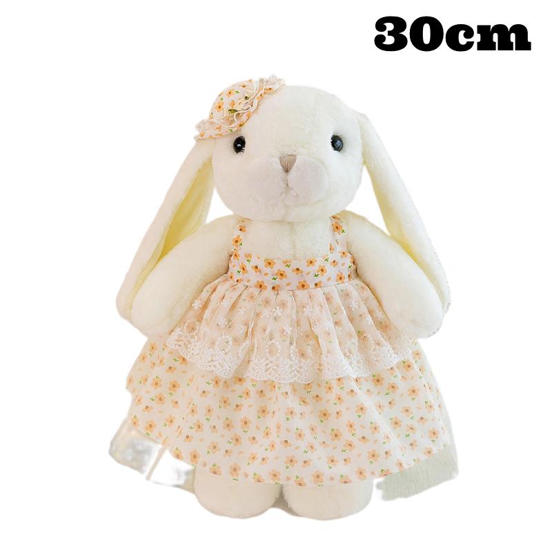 Floral Girls Dress Rabbit Plush Toy Cute Lop Ear Bunny Doll Kids Gift Home Decor