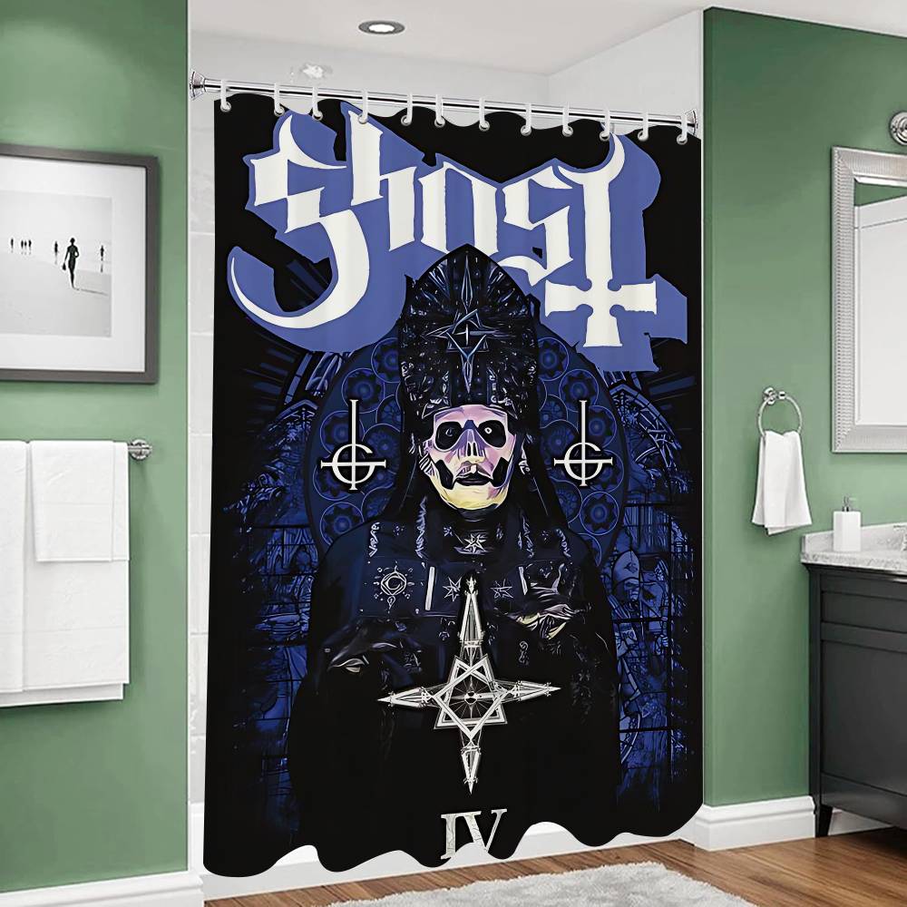 G-Ghost Band Pattern Bathroom Shower Curtain Bathroom Partition Curtain Light Opaque Waterproof Material Bathroom