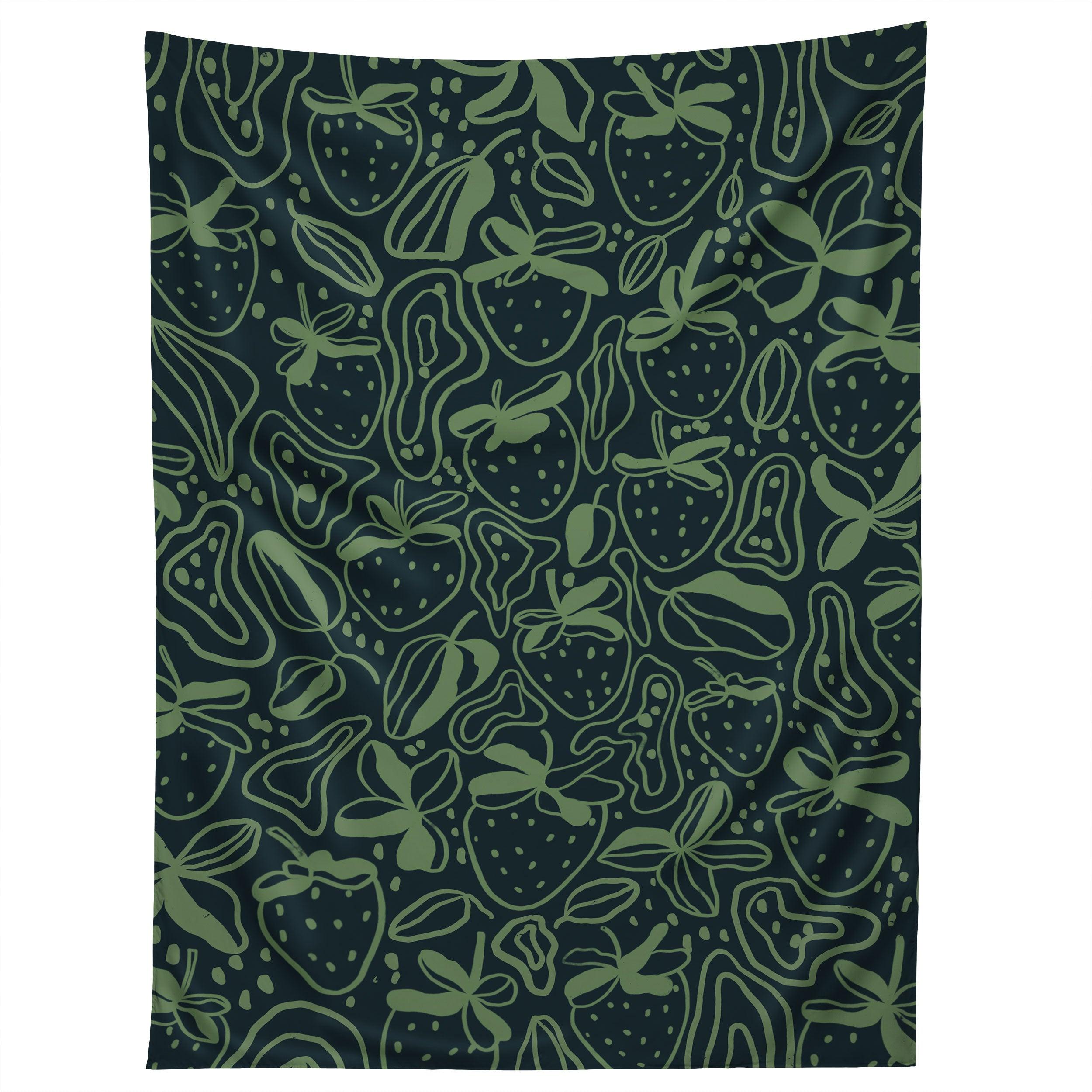 GREEN STRAWBERRIES tapestry 75x100