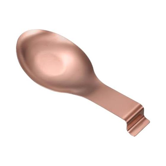 uxcell Spoon Rest, 10.6 x 3.7 Inch Stainless Steel Heat Resistant Spoon Holder Kitchen Utensil Stand with Hook for Stovetop, Rose Gold Tongs Spatula