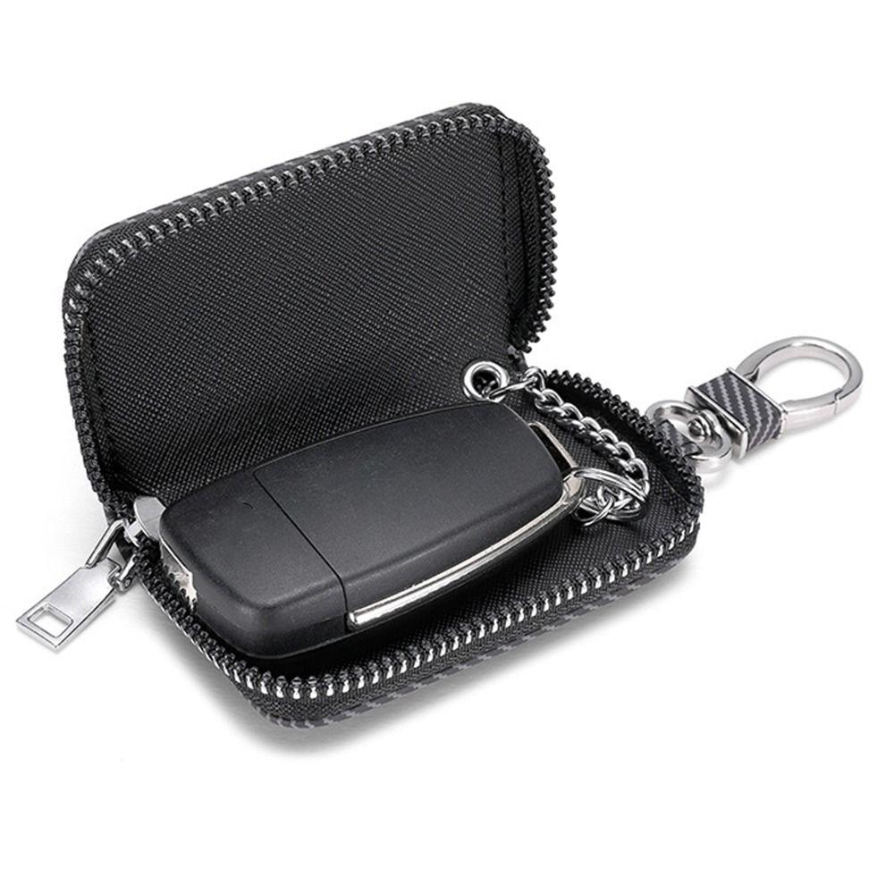 Lightweight Car Key Cover Twill PU Leather Zipper Key Case Simplicity Mini Car Key Bag  Key Storage