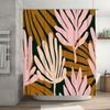 Pink Palm Leaves Shower Curtain Green Gold Colorful Bathtub Liner For Home Bathroom Decor Size 69X70 In